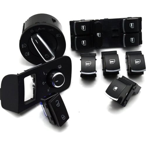 8PCS Chrome high quality Mirror window headlight Fuel tank door lock switch for VW Volkswagen Touran 2003-2015 Caddy 5KD959833
