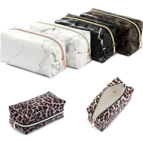 Large Cute Pencil Case Pouch Pen Box Zipper Bags Marble Makeup Storage Supplies for Student