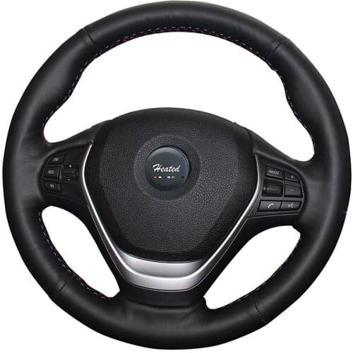 Heated Steering Wheel Cover for BMW F30 320i 328i 320d F20 Hand Sewing Anti-slip Microfiber leather Braid on the steering wheel