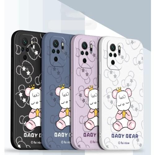 Hug Star Bear Phone Case For Xiaomi Redmi Note 10 10S 9T 9 8 7 Pro MAX Redmi 9 9A K40 K40pro K30 K20 Liquid Silicone Cover