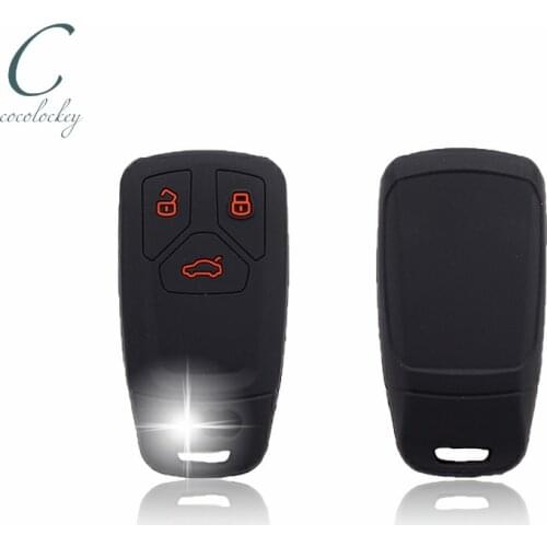 Cocolockey Car Key Cover Case For audi a4 b9 q5 q7 tt tts 8s 2016 2017 3Button Smart Key Silicone Key Case In Black Car styling