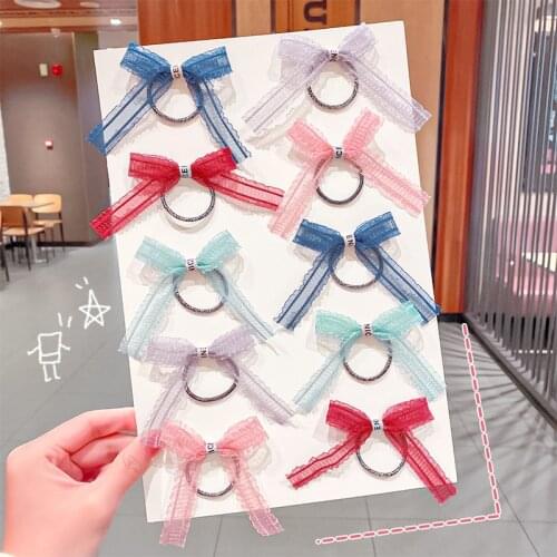 CYGJFC 2pcs Woman Girls Yarn Elastic Hairband Bowknot Hair Ties Rubber Band Ponytail Holders Scrunchies Sweet Hair Rope Gum