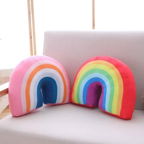 Kids Rainbow U Shape Pillow Neck Cushion Head Support Child Sleeping Plush Toy F3ME
