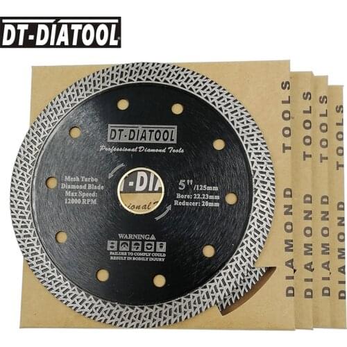 DT-DIATOOL 5pcs Diameter 125mm/5" Hot Pressed Sintered Cutting Discs Mesh Turbo Diamond Saw Blades Ceramic Tile Marble Blades