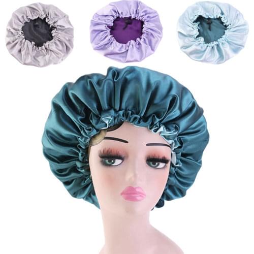 Reversible Satin Bonnet Hair Caps Double Layer Adjust Sleep Night Cap Head Cover Hat For Curly Springy Hair Styling Accessories