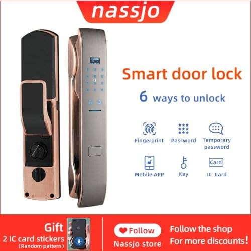 Nassjo Electronic Digital Door Lock Automatic Smart Fingerprint Door Lock For Wooden Door Remote Password Recognition Anti-theft