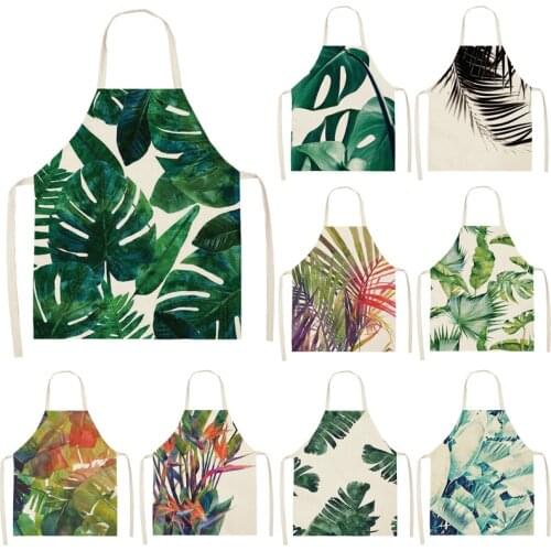 Green Leaf Print Pattern Apron Ladies Apron Baking Apron Apron Kitchen Cooking Apron Mens Apron Cafe Kitchen Apron Ladies