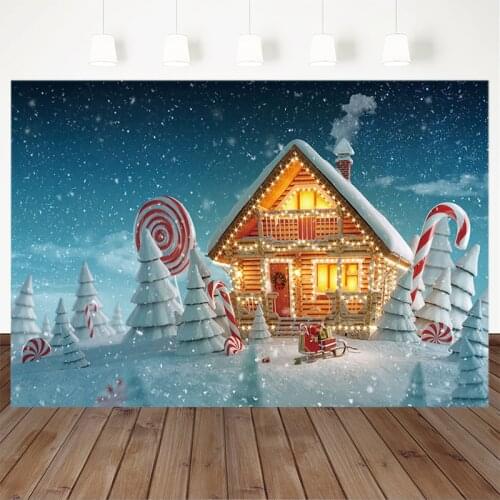 Winter Snow Christmas Photography Backdrops Snowflake Candy House Children Backgrounds for Photo Studio