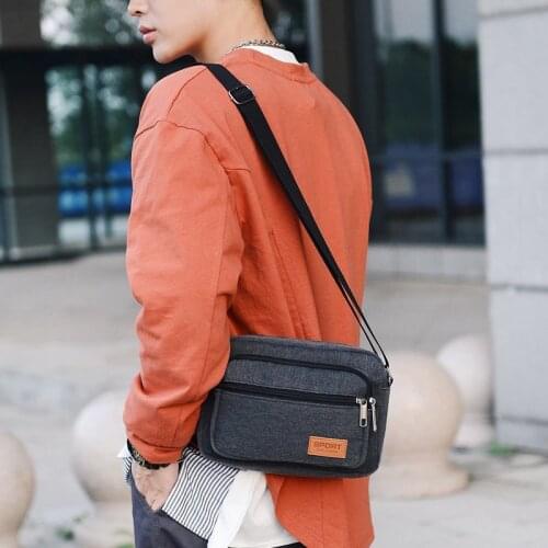 Unisex Canvas Messenger Bag Womens Multi Pocket Shoulder Bags Solid Color Casual Handbag Female Crossbody Bag Purse