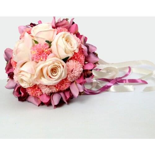 TRACY-B Artificial Wedding Bouquets Hand made Flower Rhinestone Bridesmaid Crystal Bridal Wedding Bouquet de mariage CR-234