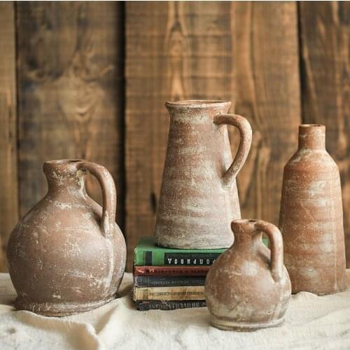 Handmade French Retro Ceramic Vase Vintage Flower Vase Country Artistic Pottery Pot Decoration Home Decoration Lucky