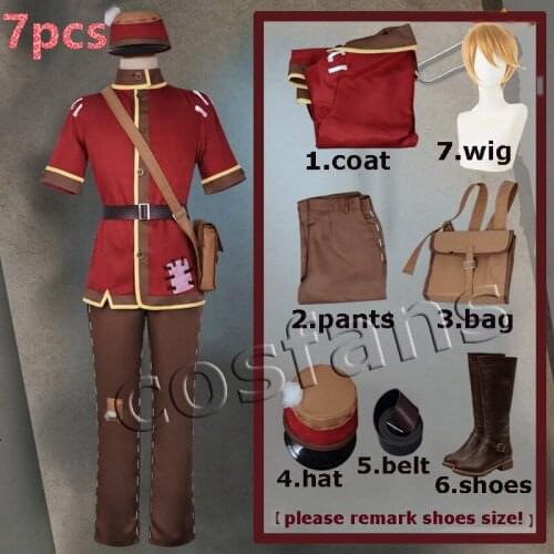7pcs Game Identity V Cosplay Costumes Postman Victor Grantz Cosplay Costume Wig Survivor Original Skin Uniform Clothes Red Suits