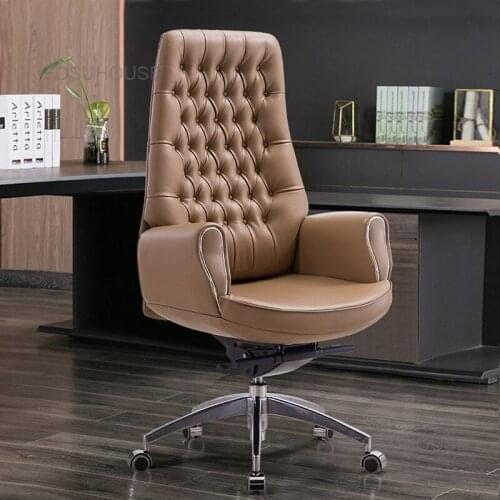 European Leather Back Office Chairs Household Computer Chair Office Furniture Ergonomics Reclining Designer President Armchair