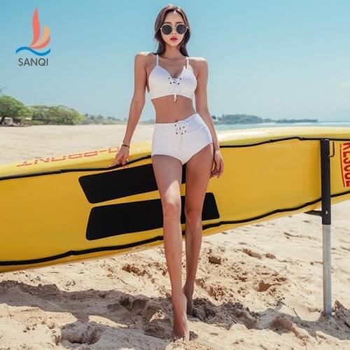 SANQi swimsuit female split triangle hot spring sexy small chest gathered small fresh slim sports swimsuit swimwear