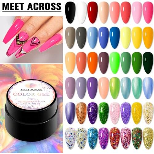 MEET ACROSS 5ml Gel Polish Set Manicure for Nails Semi Permanent UV LED Gel Varnish Soak Off Nail Art Gel Nail Polish