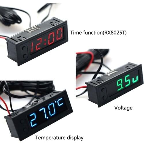 DIY Multifunction Clock Car Temperature Battery Voltage Monitor Voltmeter DC 12V