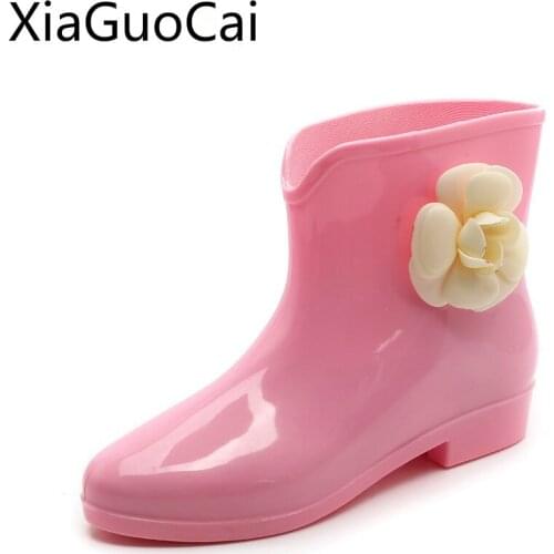 Fashion Rain Boots Spring and Autumn Martin Rain Boots Camellia Warm Non-slip Wear-resistant Waterproof Shoes Boots