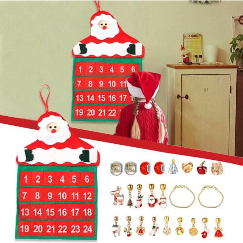 2020 New Christmas Advent Calendar Christmas Themed Diy Charm Jewelry Bracelet Necklace Making Kit For Girls Christmas Presents