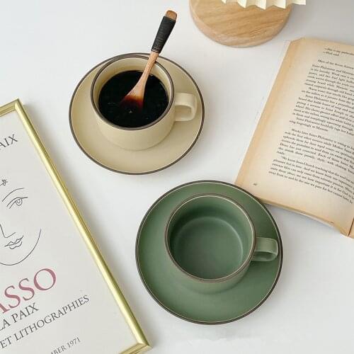 Cutelife Nordic Ins Beige Ceramic Coffee Cup Set Saucer Kitchen Reusable Drinking Milk Tea Cup Decorative Wedding Breakfast Cup