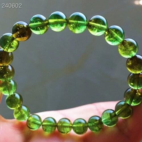 Natural Green Tourmaline Quartz Bracelet 7.8mm Clear Round Beads Women Men Fashion Best Certificate Rare AAAAA