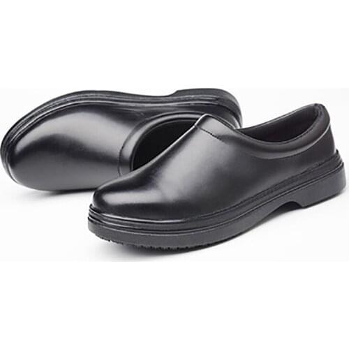 New Anti-Skid Anti-Hot Oil Spatter Chef Shoes For Hotel Back Kitchen Black Low-Top Microfiber Leather Rubber Sole