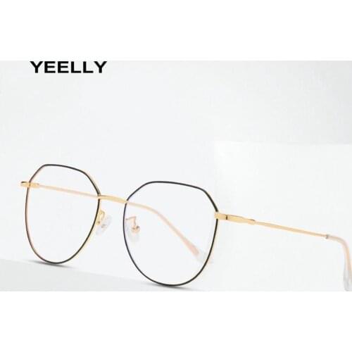 Blue Light Glasses Men Retro Flat Mirror Anti Blue Computer Gaming Goggle Women Spectacles Light Big Shield Metal to 11g 9038