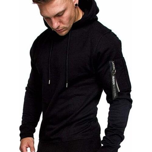 Autumn and Winter Mens Casual Long-sleeved Pullover Sweater Arm Zipper Decorative Clothing Black Long Sleeved Men Sport Shirt