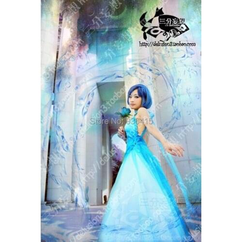 Princess Mizuno Ami light blue Dress Cosplay Costume Wedding dress for party/women