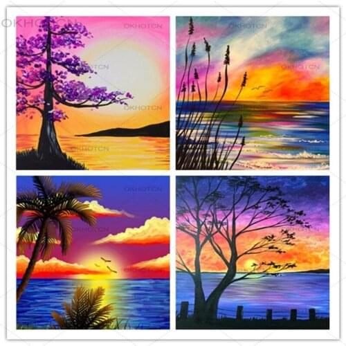 Full Round Diamond Painting Landscape Season Rhinestones 5D Diy Diamond Embroidery Cross Stitch Tree Wall Artwork Christmas Gift