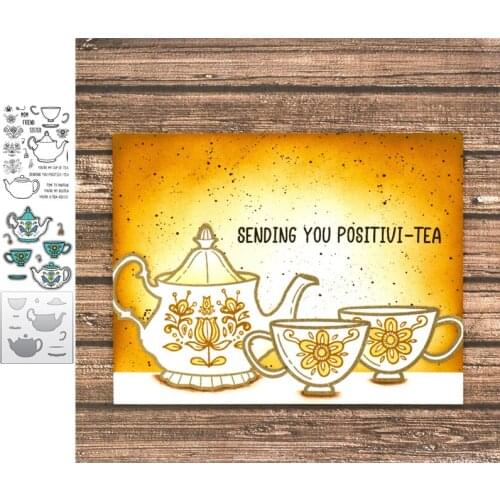 Teapot Cutting Dies & Stamps & Stencil Scrapbook Dariy Decoration Stencil Embossing Template DIY Greeting Card Handmade