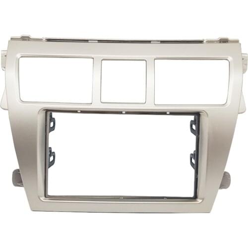 2 DIN Stereo Car Radio Frame Fascia Panel Trim Silver For Toyota Vios Yaris Sedan Belta