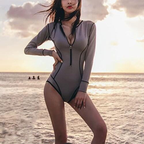 Sexy One Piece Swimsuit Swimwear Women Long Sleeve Plus size Swimwear Monokini Swimsuit Bodysuit Bathing Suit Surfing Jumpsuit20