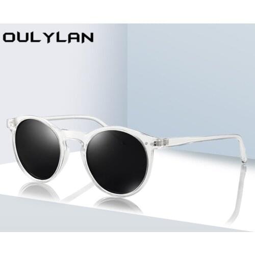 Oulylan Vintage Round Sunglasses Fashion Women Men Transparent Frame Polarized Colorful Sun Glasses Classic Sunshades Clear Lens