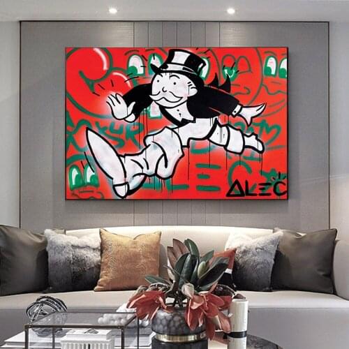 Graffiti Canvas Painted Cartoon Poster Money Home Decor Alec on the run Painting Wall Art Picture For Living Room decorate