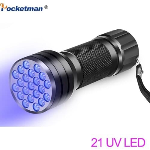 UV Flashlight 21LED 12LED UV Light 395-400nm LED UV Flashlights linterna torch Ultraviolet Black Light lamp