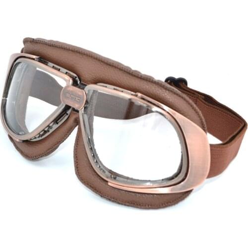 Motocross Vintage Pilot Cruiser Cycling Bicycle Motorcycle Goggles Glasses Leather Eyewear Off-Road For Helmet pit drit bike