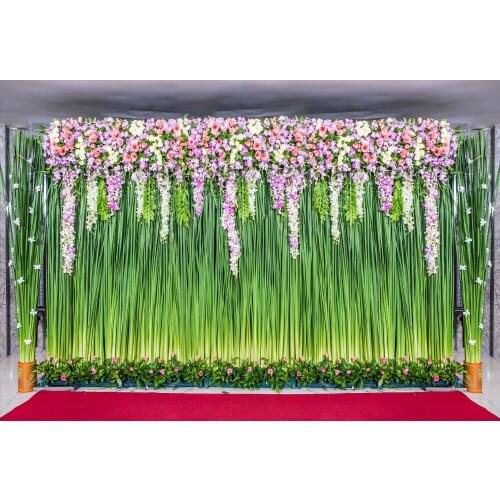 VinylBDS Flower Wall Backgrounds For Photo Studio Wedding Stage Red Carpet Photographic Background Washable Wedding Backdrops