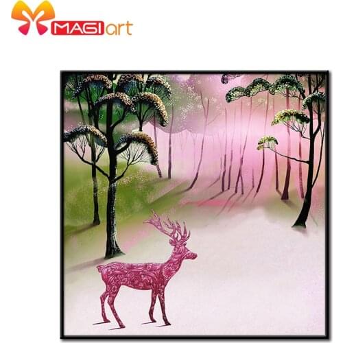 Cross stitch kits Embroidery needlework sets 11CT water soluble canvas patterns 14CT Abstract Style Deers shadow-NCMA061