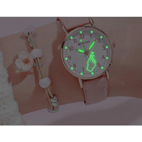 Casual Cute Small Dial Ladies Watch Luminous Women Watches Set New Fashion Female Wristwatch Bracelet Finger Heart montre femme