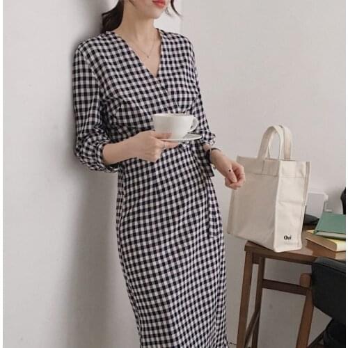 New Summer Girls Dress Women Cotton Linen Casual Short Sleeve Dresses Female Dress Vintage Plaid Dress Boho Robe Femme Vestido