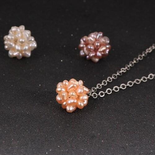 Fashion Flower Statement Pearl Choker Necklace For Women White Pink Freshwater Pearl Charm Necklace Silver Color O Chain