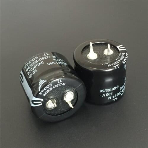 10pcs 220uF 400V EPCOS B43508 Series 30x25mm 400V220uF Low Profile PSU Aluminum Electrolytic capacitor