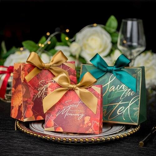 10pcs Creative Suitcase Candy Box with Ribbon Candy Packaging Carton Wedding Gift Box Event Party Supplies