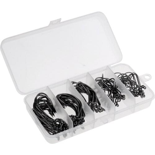 100 Pieces Fishing Hooks Wide Belly Crank Hooks Hooks Set Fishing