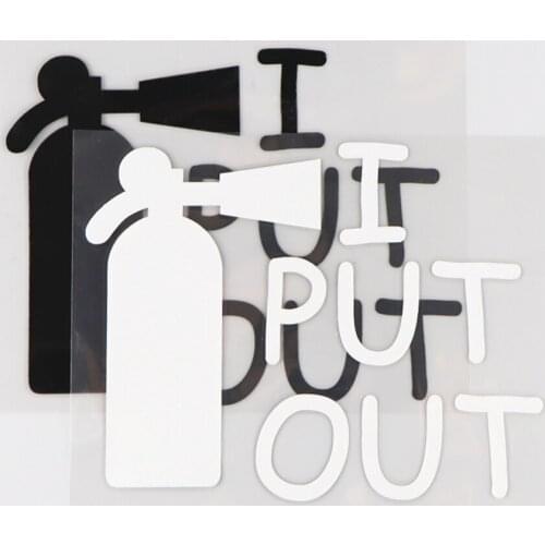 15.2*11.7CM I PUT OUT Cartoon Fire Fighting Tools Pattern Vinyl Car Sticker Decal