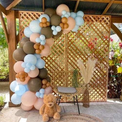 92pcs/Lot Blue Cream Coffee Brown Color Latex Balloons Garland Arch Kit Birthday Wedding Party Decorations Baby Shower Globos
