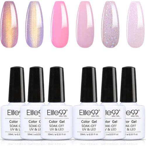 Elite99 6pcs/lot Shinny Gel Varnishes Soak Off UV Gel Nail Polish For Manicure Varnish Hybrid Nails Semi Permanent Gel Polish