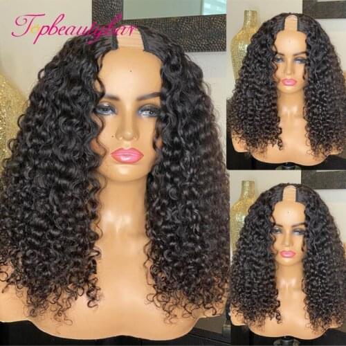 Brazilian Curly U Part Wigs 180% Density Remy Human Hair Wigs For Women Middle 2x4 U Shape Wigs Glueless Wigs