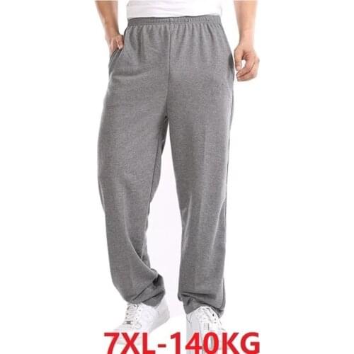 Plus size 7XL 8XL men pants simple summer man sports Stretch pants man casual Elastic waist cheap pants Straight cotton Trousers