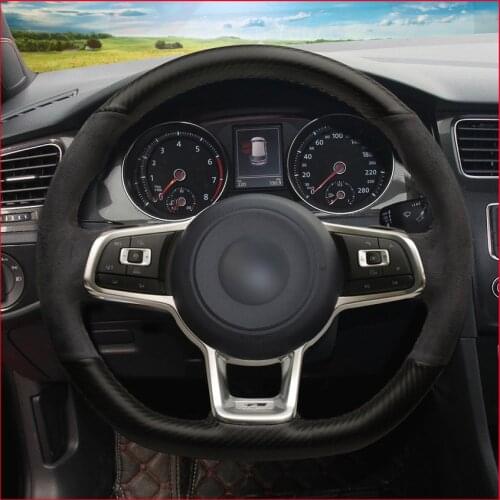 Black PU Carbon Fiber Steering Wheel Cover for Volkswagen Golf 7 GTI Golf R MK7 VW Polo GTI Scirocco 2015 2016